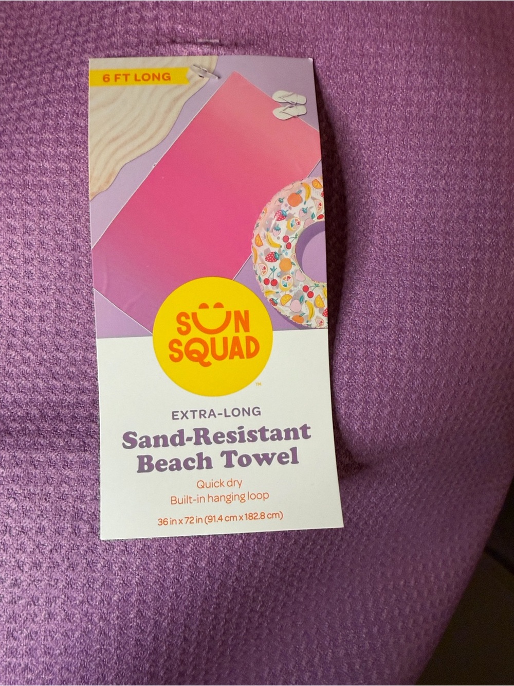 Sun Squad Extra-Long Sand-Resistant Beach Towel - Pink Ombré. NWT